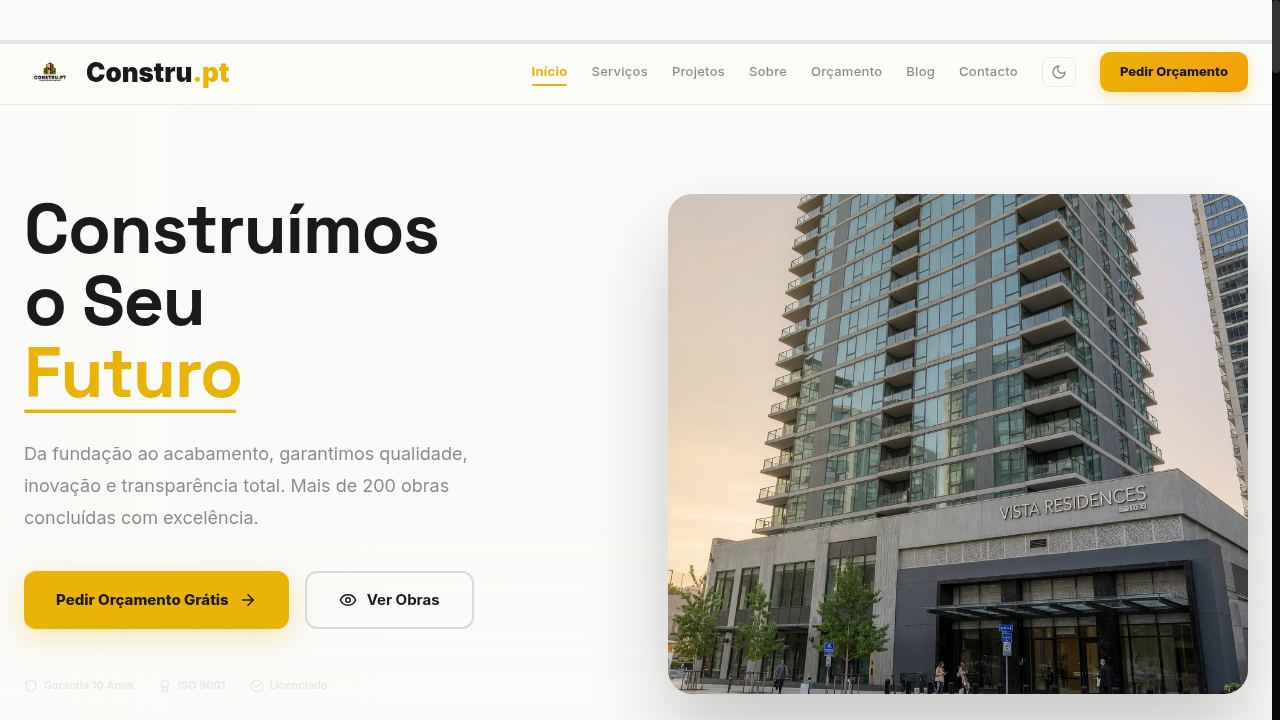 Site profissional Prisma Studio para Constru.pt