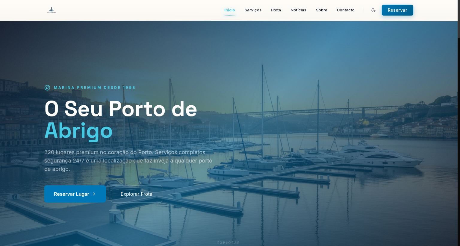 Website empresa criado pela Prisma Studio para Porto Marina